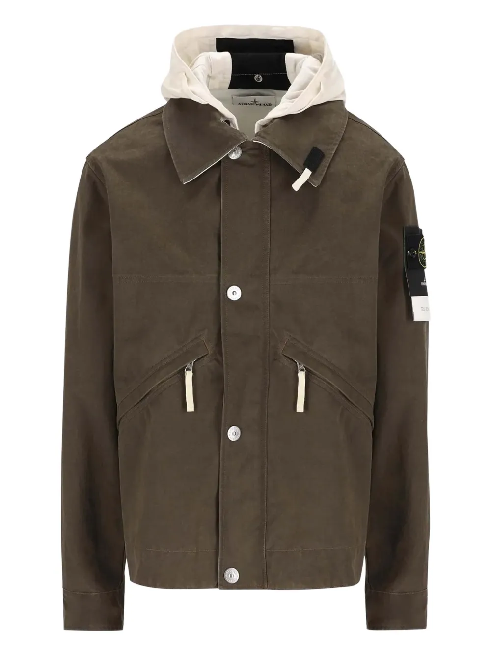Stone Island جاكيت بهودي وجيب بسحاب | أخضر | Image 1