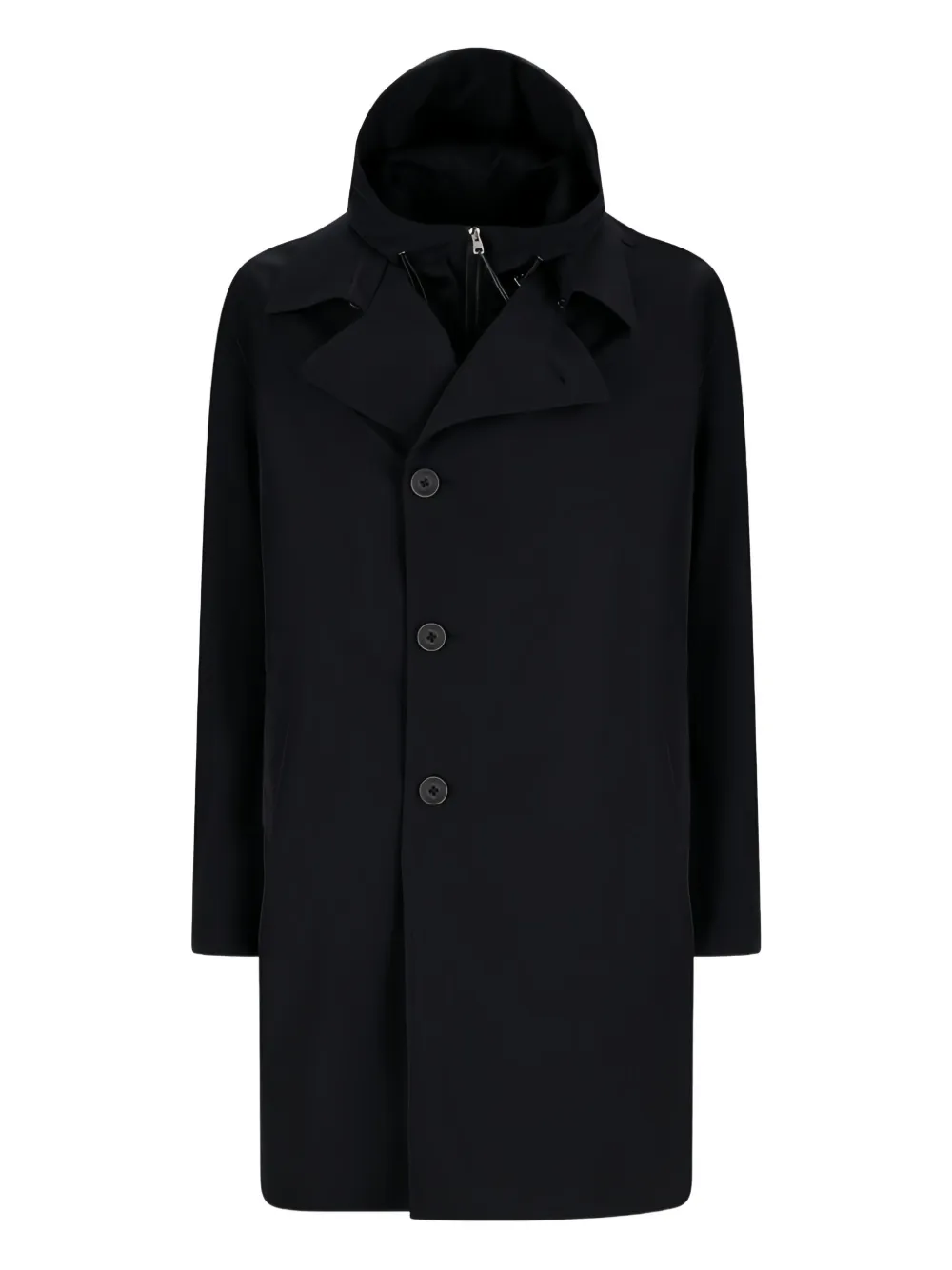 Herno hooded single-breasted coat Zwart