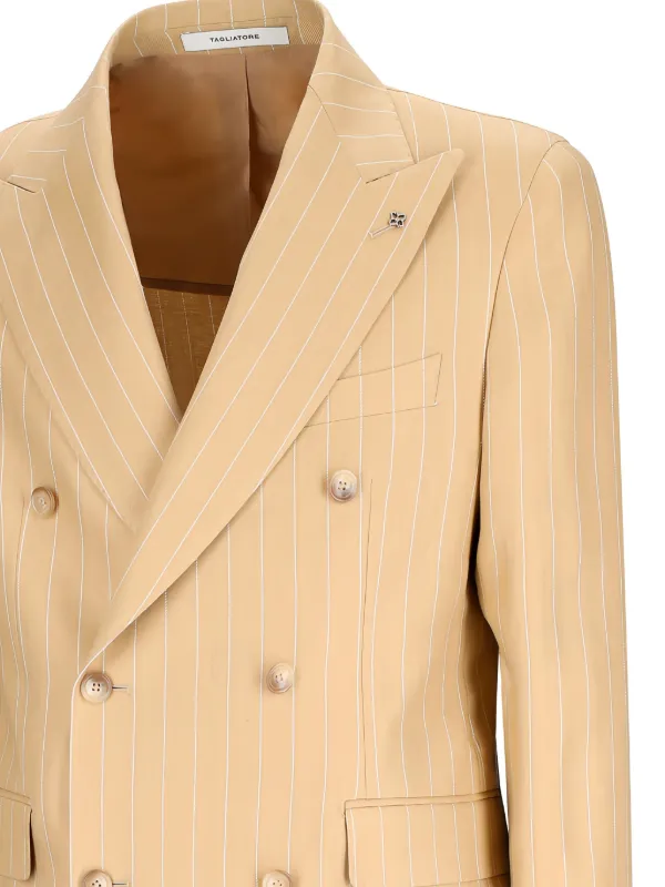 Tagliatore pinstripe-pattern double-breasted Suit | Neutrals
