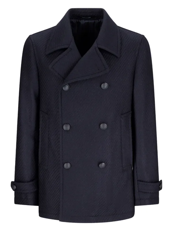 TAGLIATORE ダブルブレスト ヘリンボーンコート Tagliatore ヘリンボーン ダブルコート | ブルー | FARFETCH JP