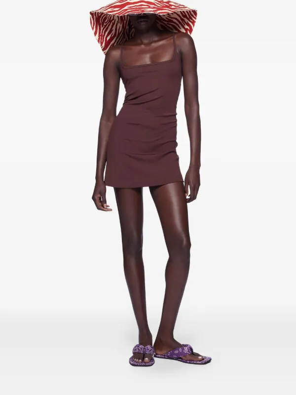 ワンピース THE ATTICO Ribbed mini dress Brown 250WCA00348 The Attico Ribbed Mini Dress | Brown | FARFETCH