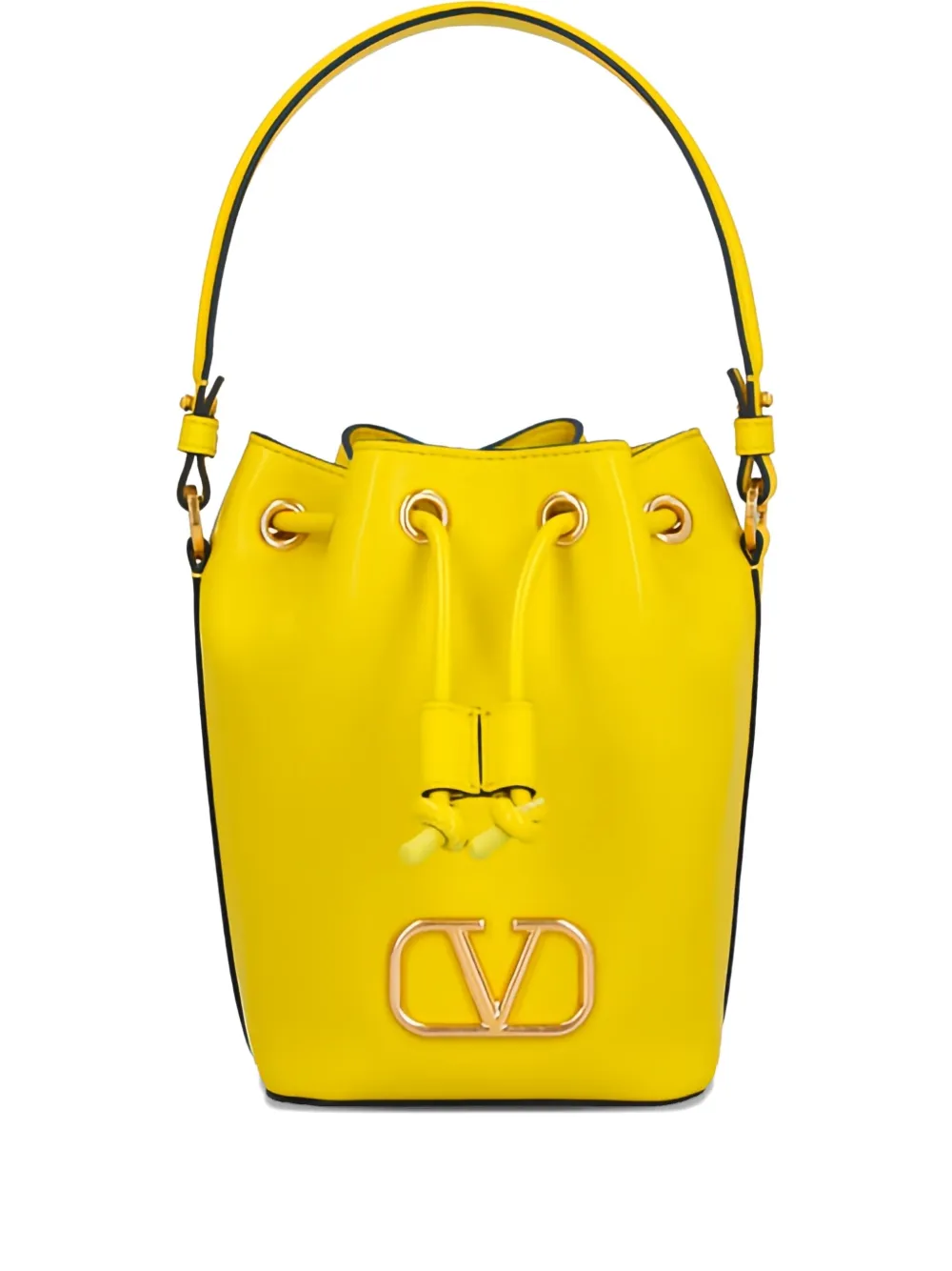 Valentino Vlogo Drawstring Bucket Bag In Yellow