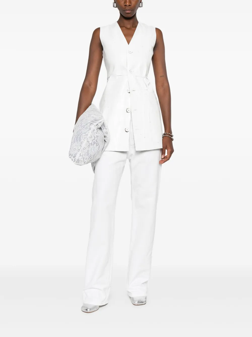 MM6 Maison Margiela Gilet met V-hals Wit