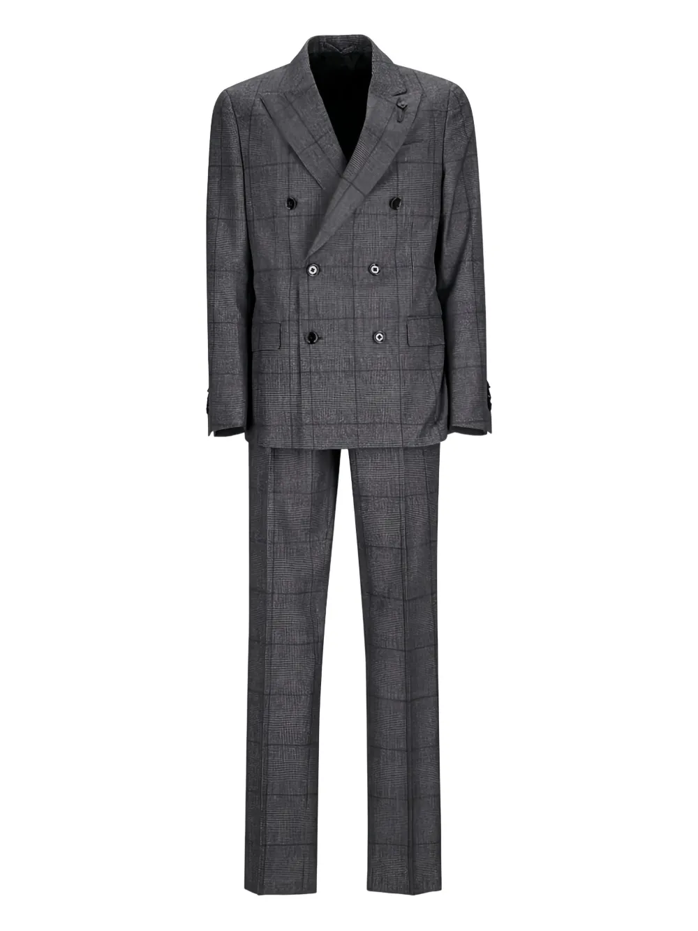 Lardini double-breasted checked suit Grijs