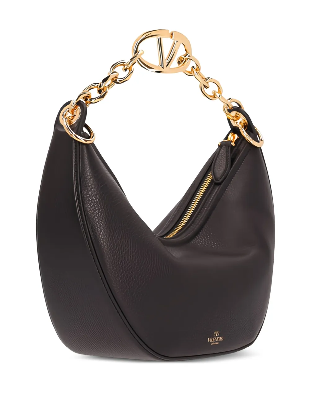 Valentino Garavani VLogo chain-embellished crescent tote bag - Bruin