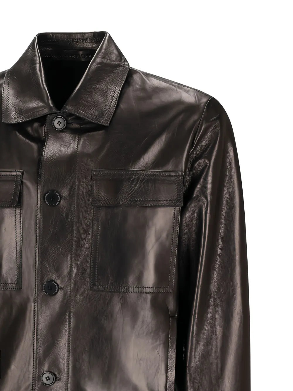 Salvatore Santoro Leren shirtjack Zwart