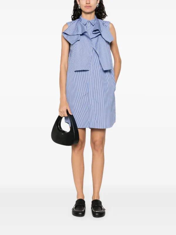 Sacai Poplin Mini Dress | Blue | FARFETCH JO