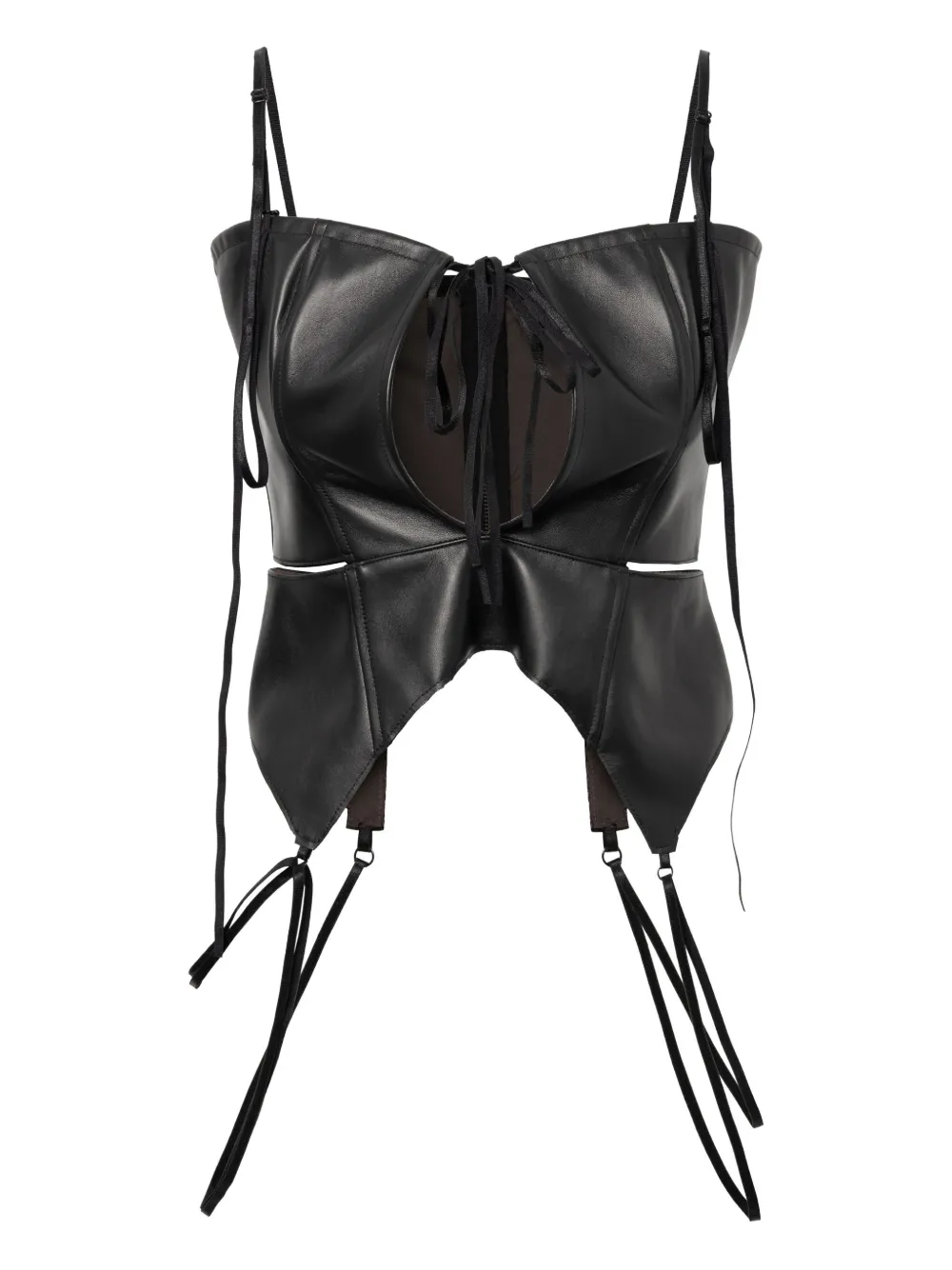 Elena Velez zip-up corset top - ブラック Elena Velez zip-up corset top - ブラック