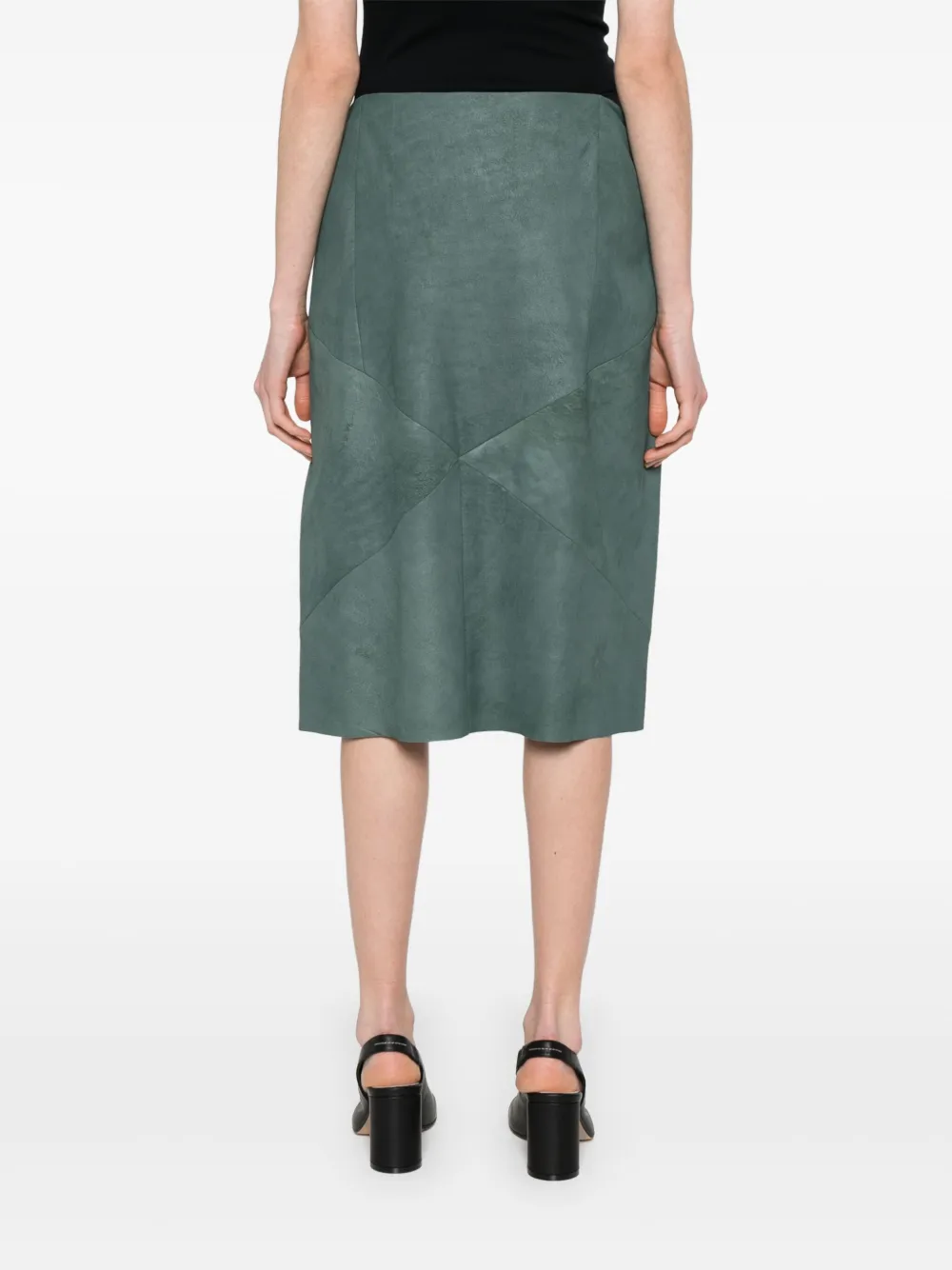 Rick Owens Leren midi-rok Groen
