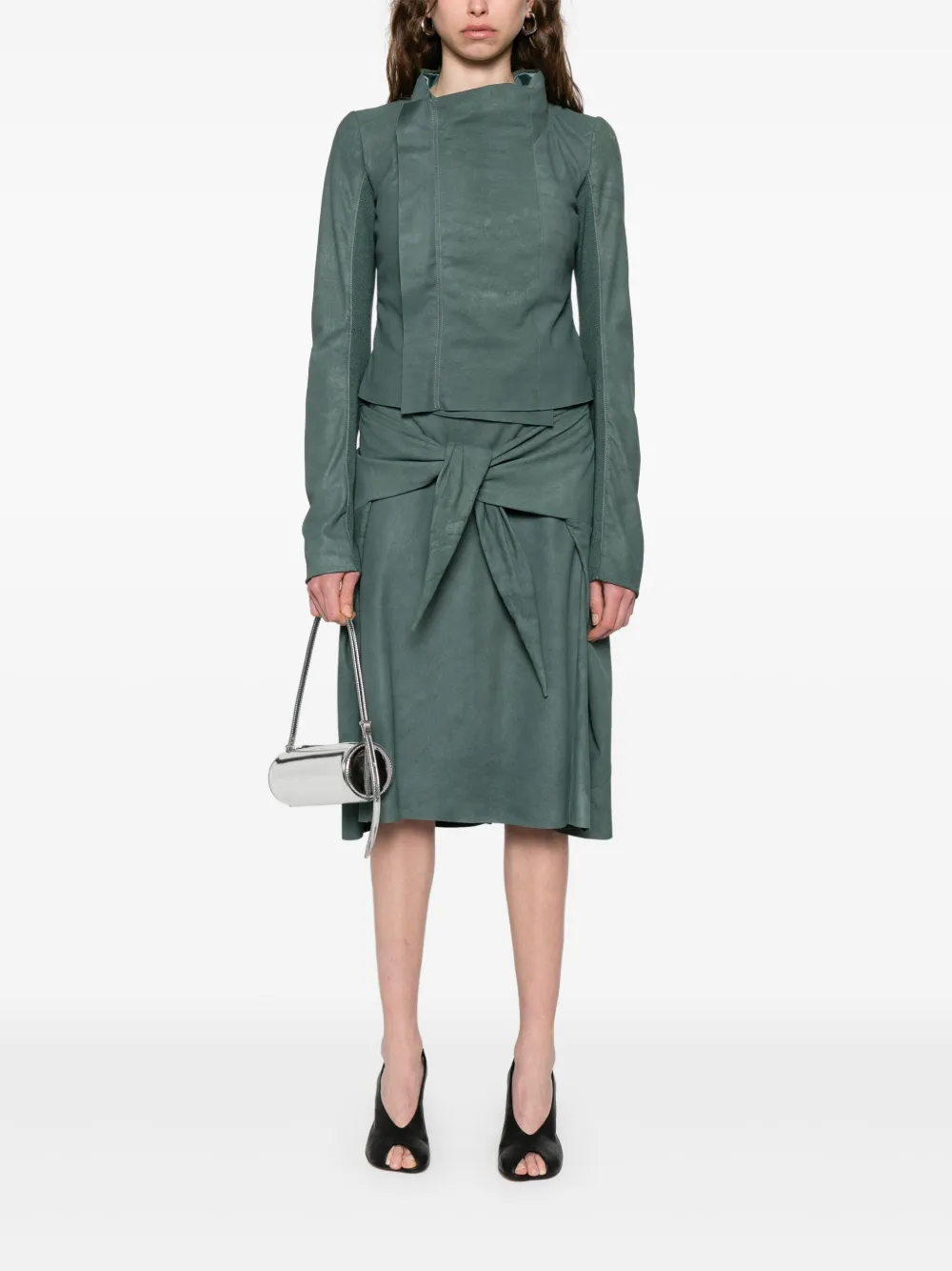 Rick Owens Leren midi-rok - Groen
