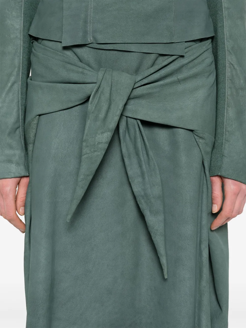 Rick Owens Leren midi-rok Groen