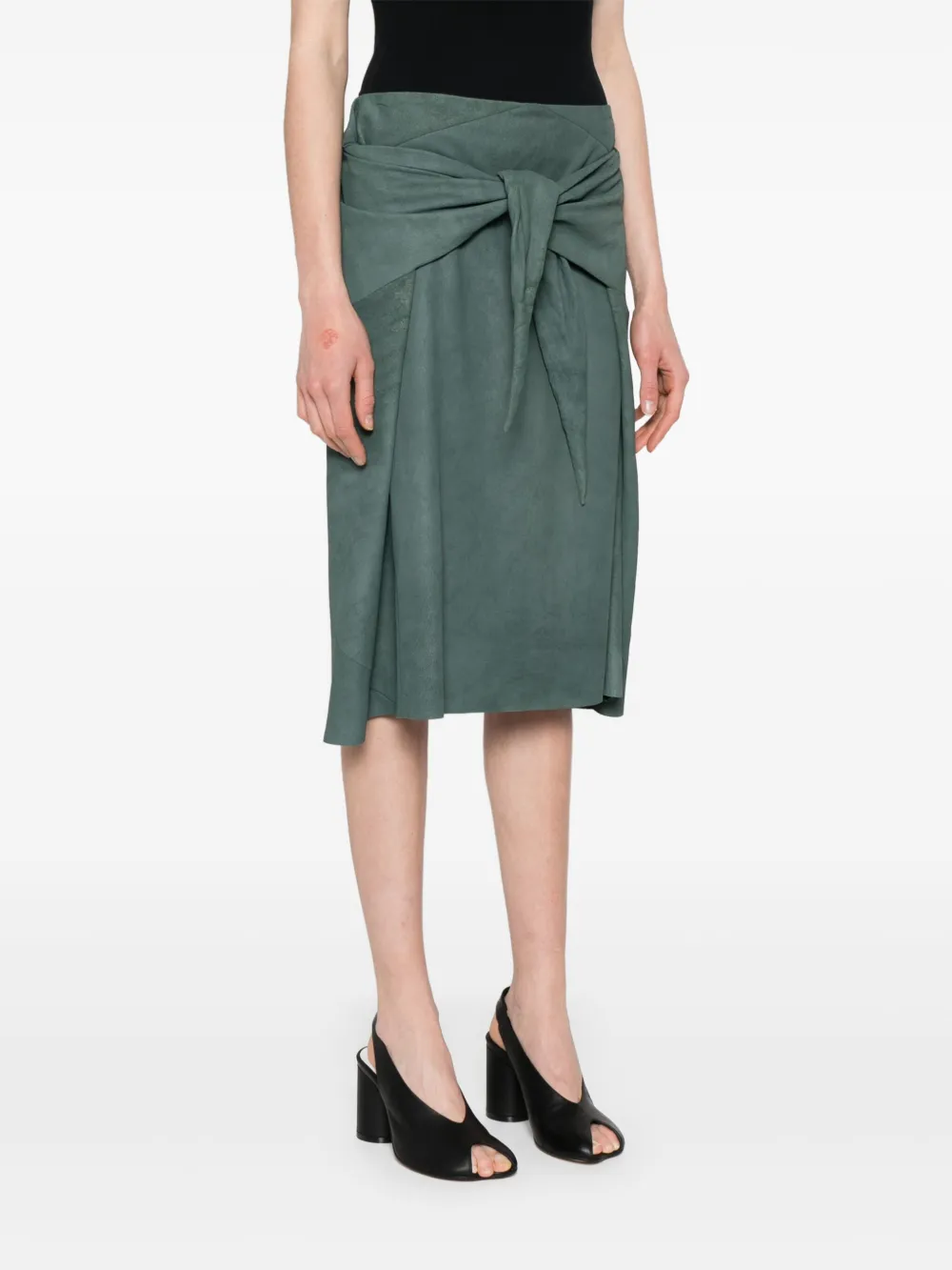Rick Owens Leren midi-rok Groen
