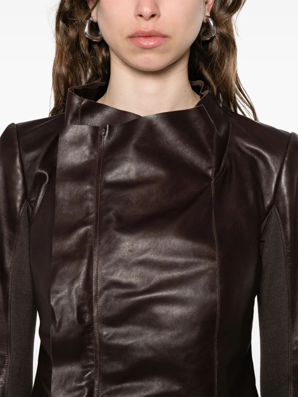 Rick Owens Bikerjack met lage hals Bruin