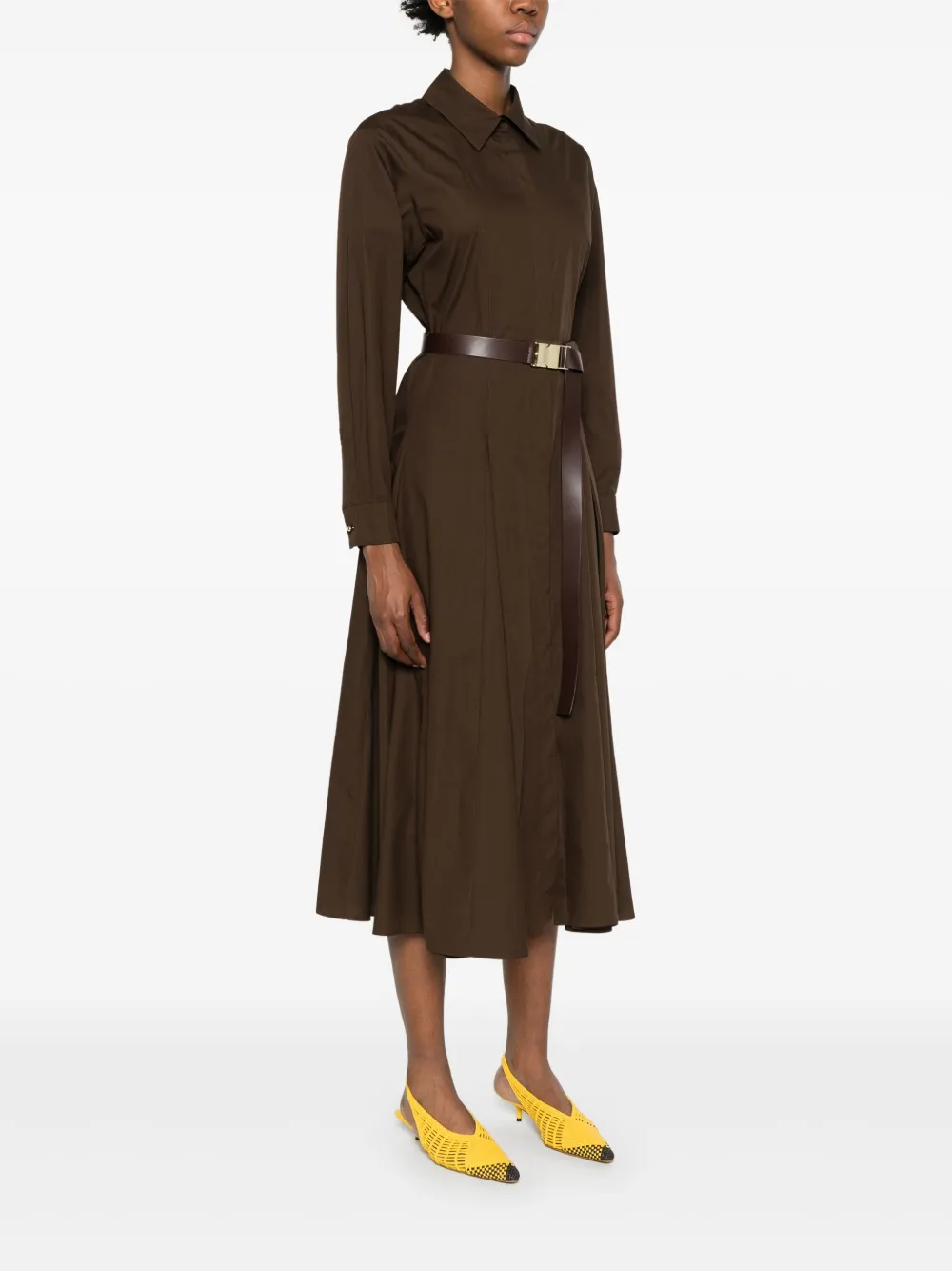 Max Mara Katoenen midi-jurk Bruin