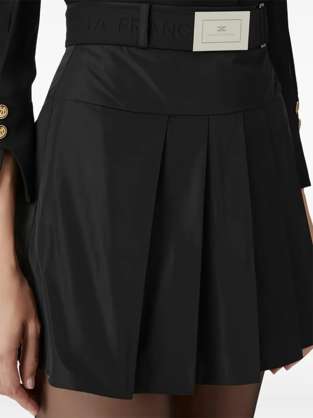 Elisabetta Franchi Mini-plooirok met ceintuur Zwart