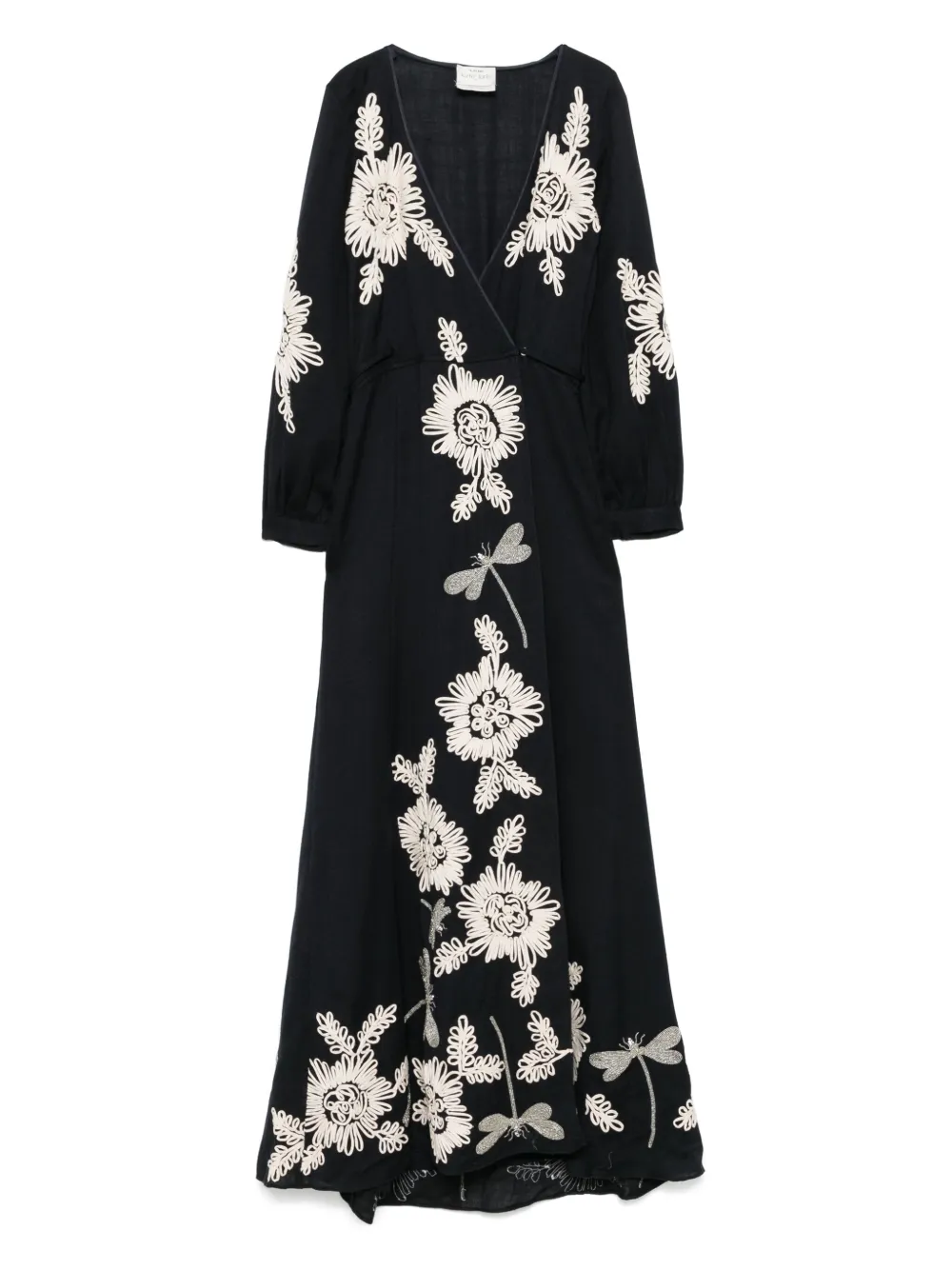 Forte Maxi-jurk met geborduurde bloemen Blauw