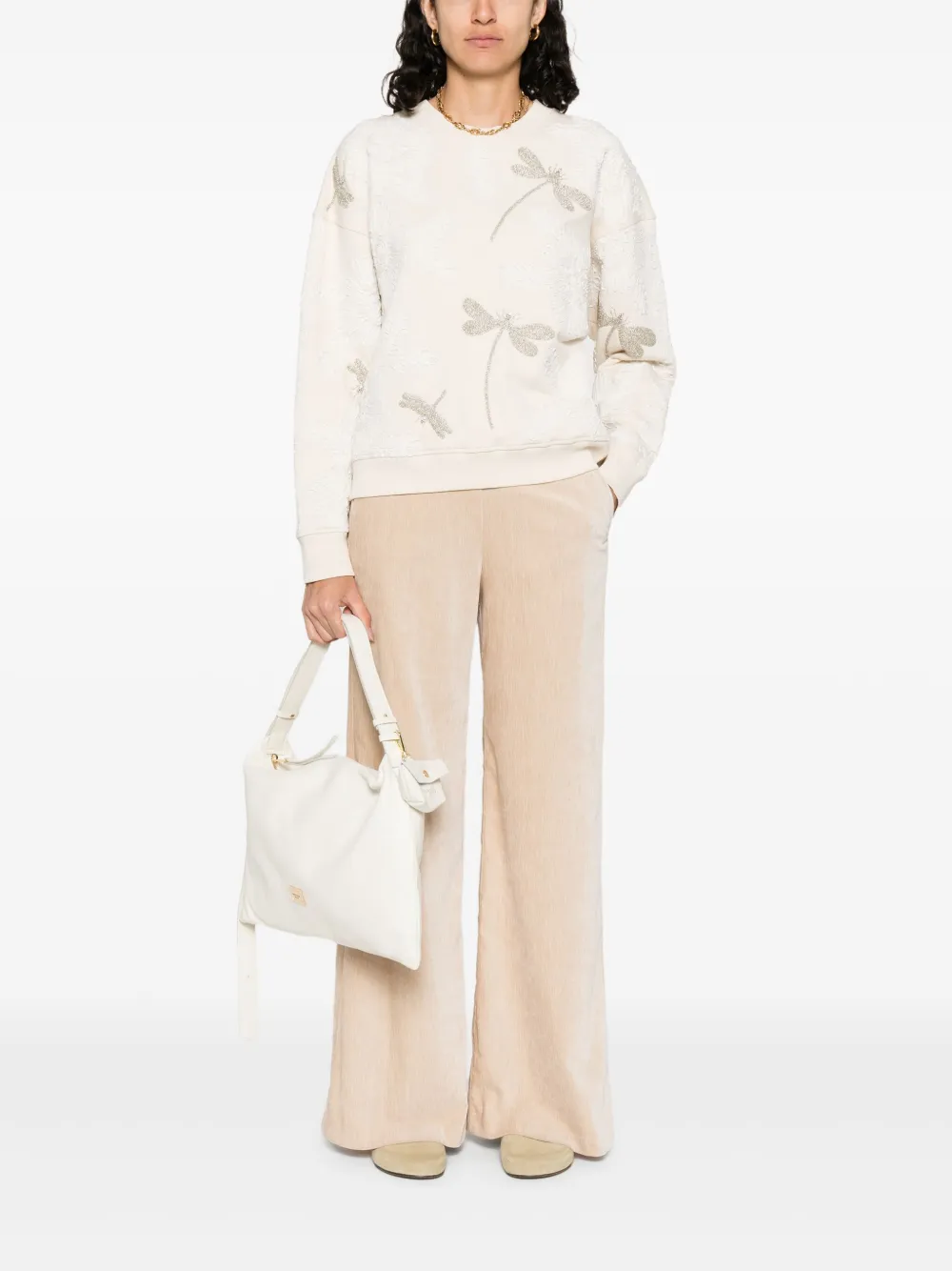 Forte Broek met textuur Beige