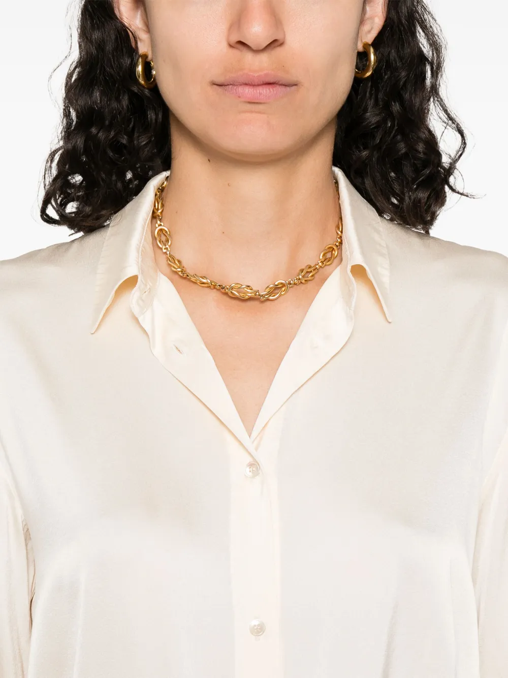 Forte Zijden blouse Beige