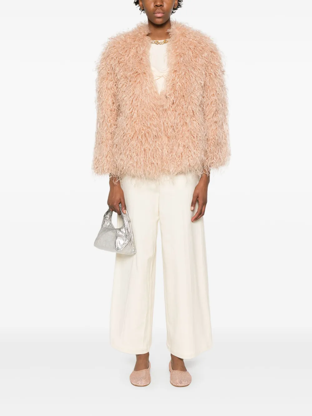 Forte V-neck coat Beige