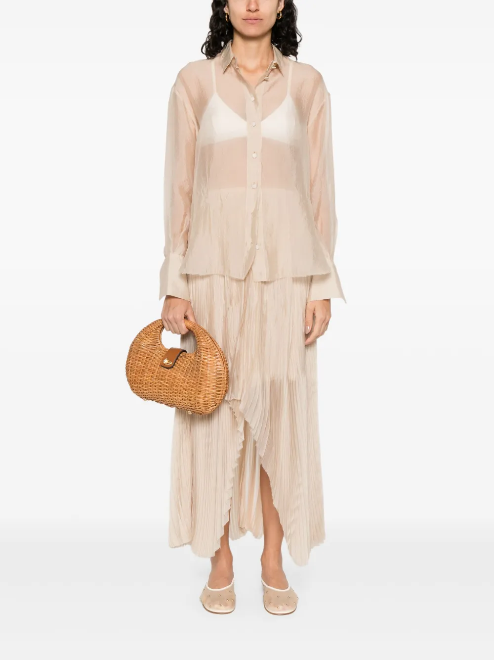 Forte Asymmetrische midi-rok Beige