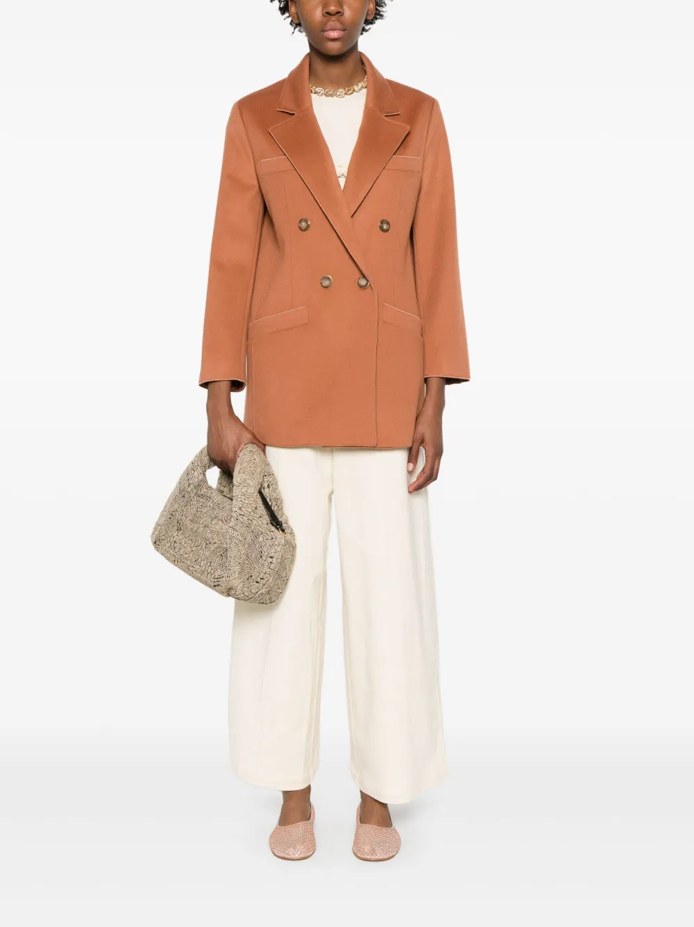 Forte Broek met knoopsluiting Beige