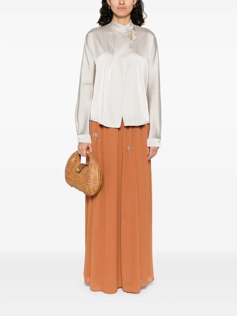 Forte Zijden blouse Grijs