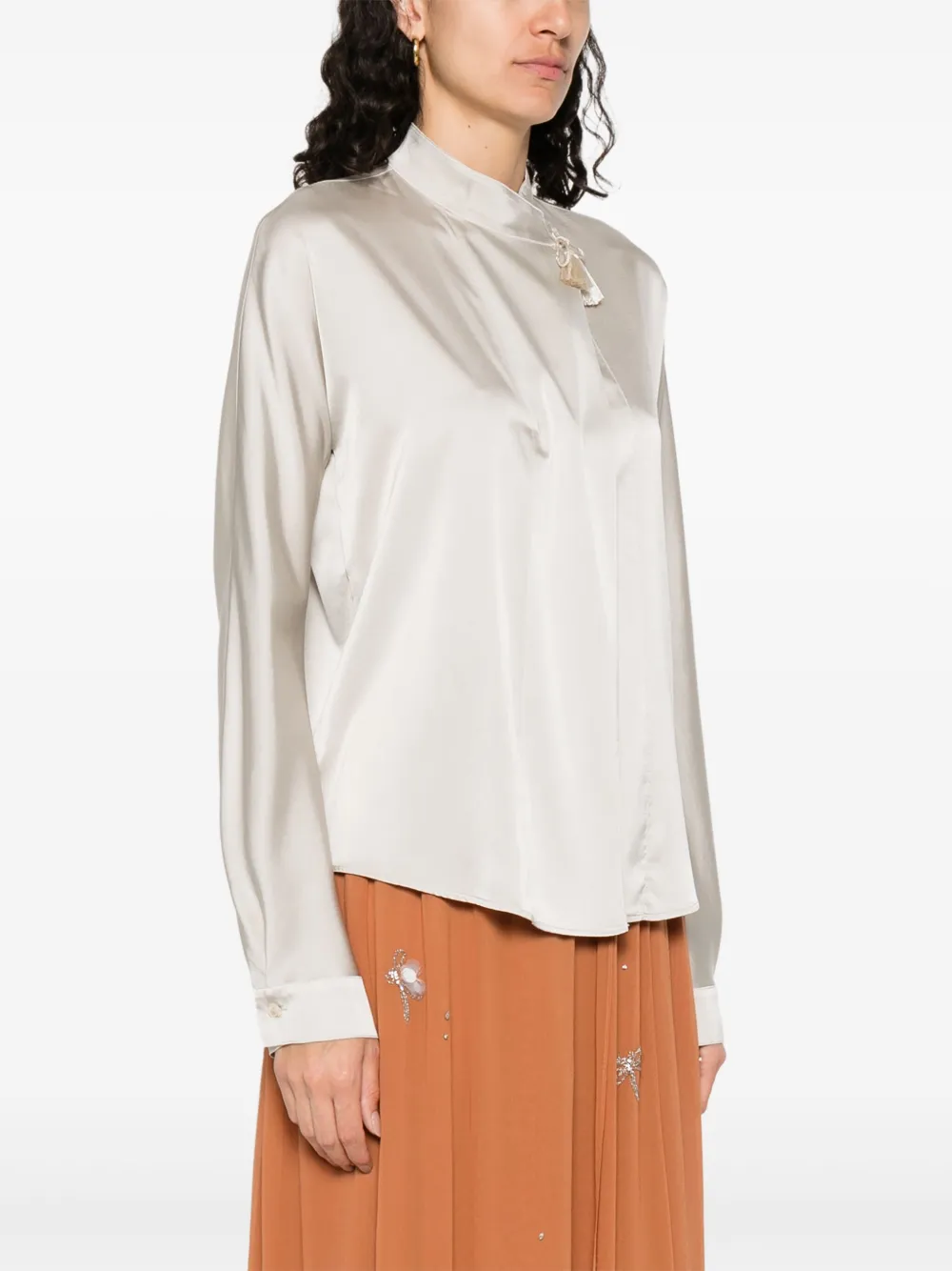 Forte Zijden blouse Grijs