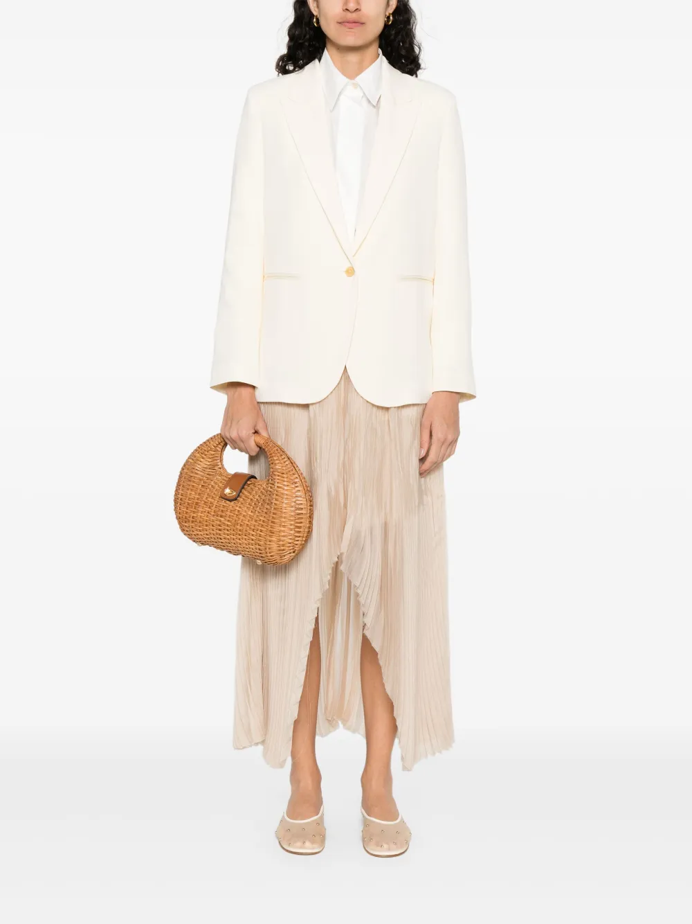 Forte Blazer met enkele rij knopen Beige