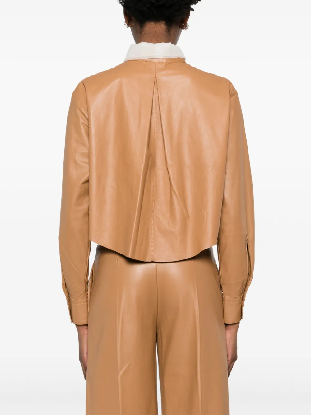 Forte Leren blouse Bruin