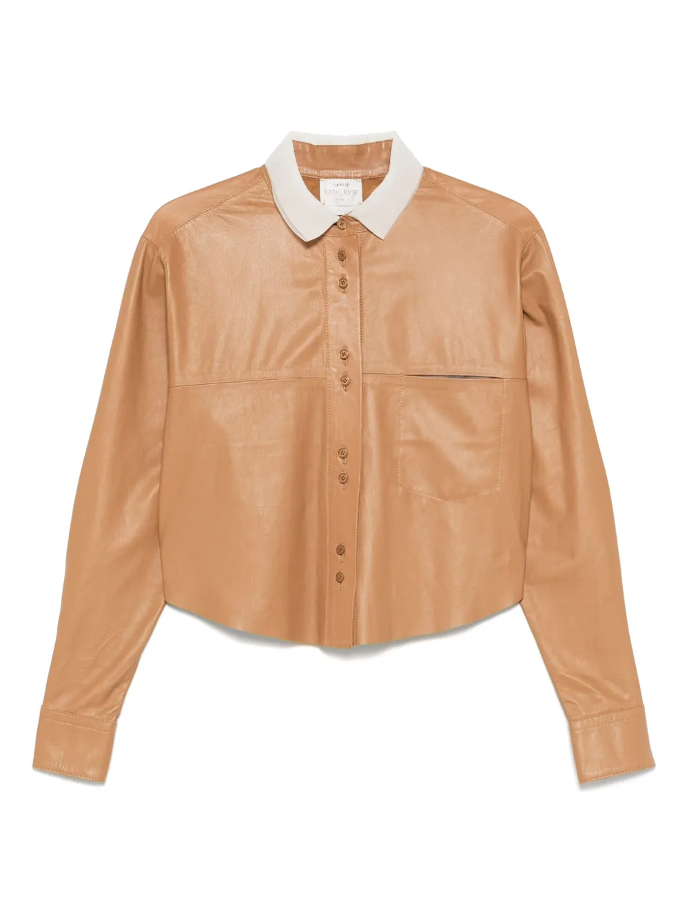 Forte Leren blouse Bruin