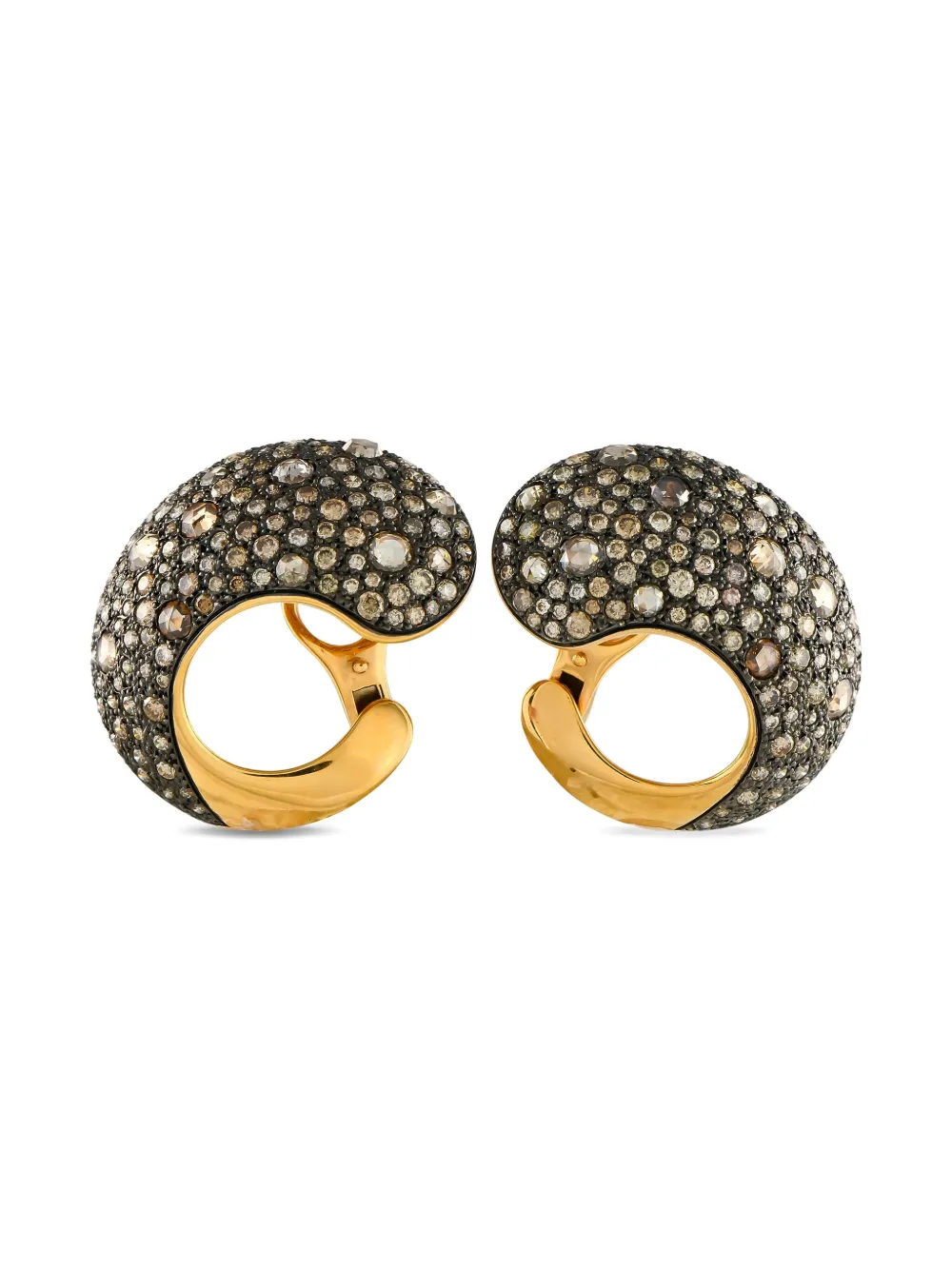 Pre-owned Pomellato 18k Yellow Gold Catene Paisley Diamond Earrings