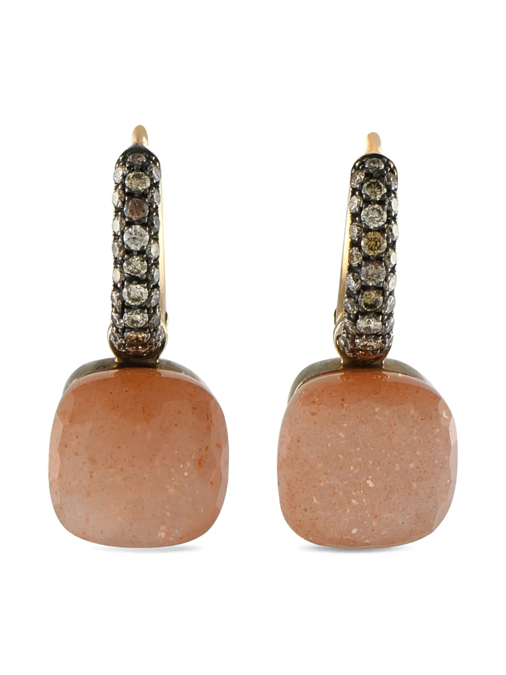 Pre-owned Pomellato 18k Gold Nudo Diamond And Quartz Earrings