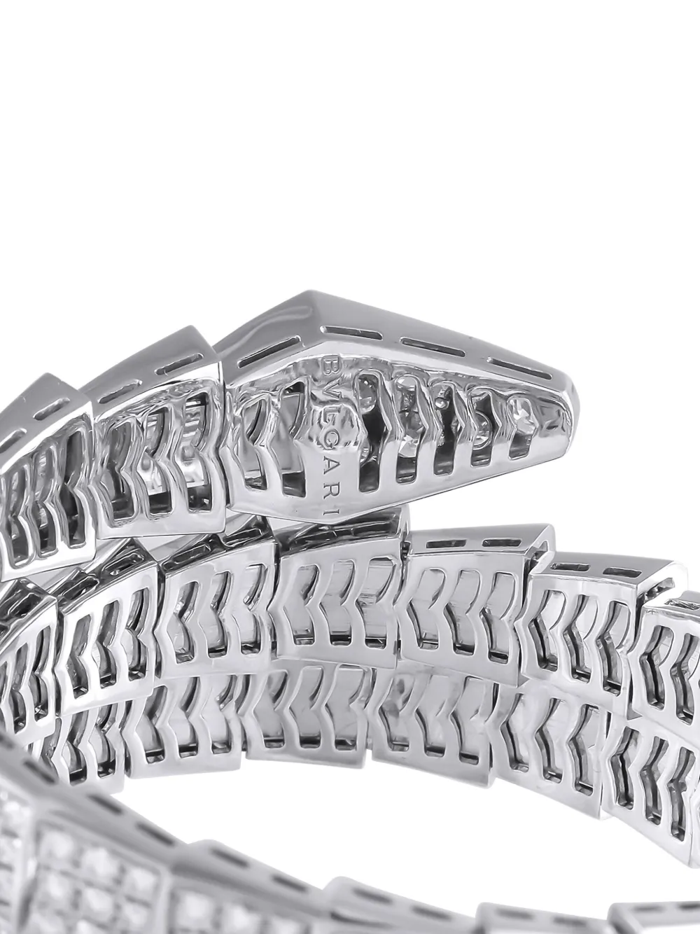 Pre-owned Bvlgari 18k White Gold Viper Diamond Bracelet In Silver