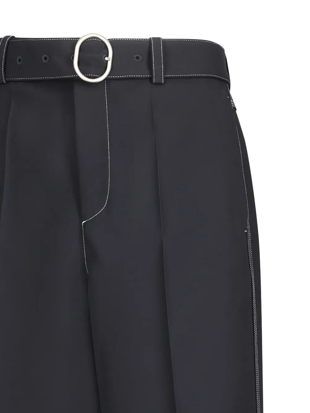 Jil Sander belted contrast-stitching trousers Grijs