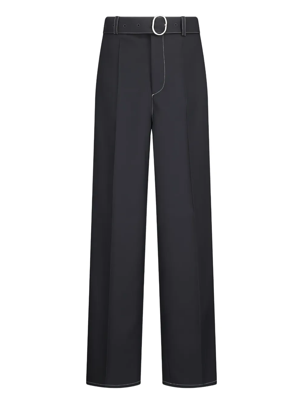 Jil Sander belted contrast-stitching trousers Grijs