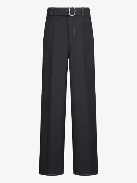 Jil Sander belted contrast-stitching trousers