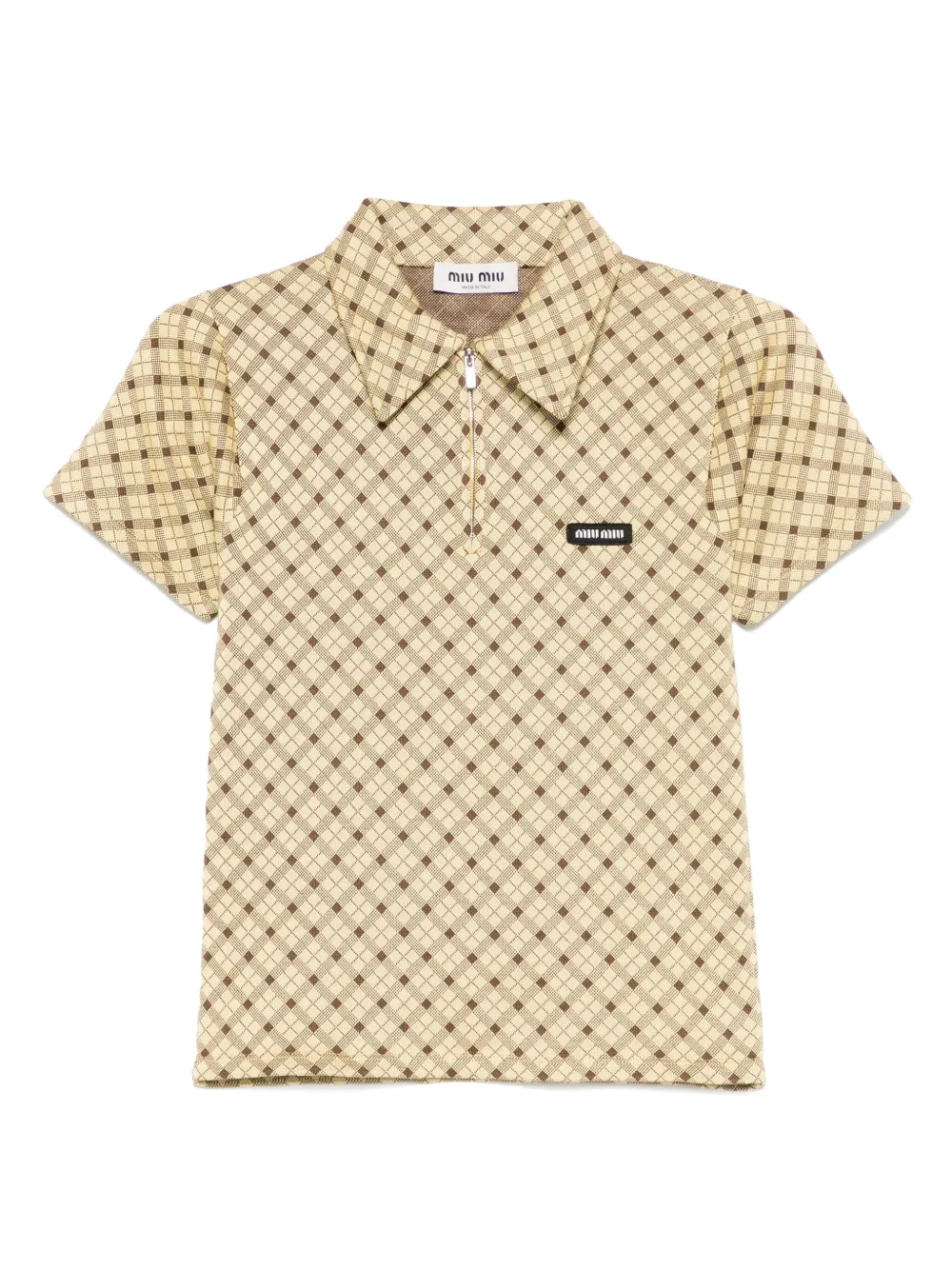 Miu Miu checked polo top | Yellow | Image 1