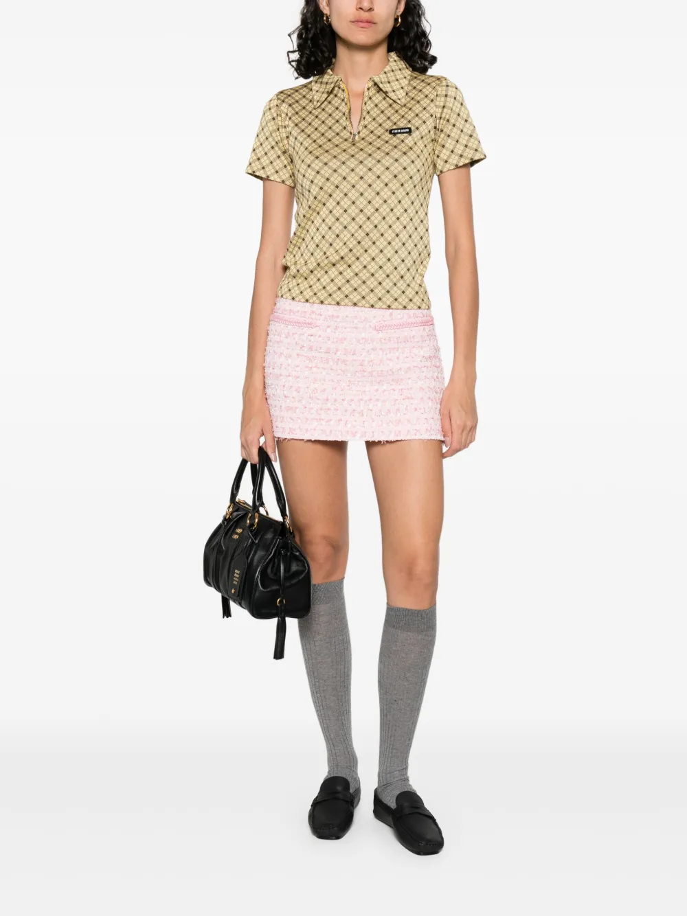 Miu Miu Geruite polotop - Geel