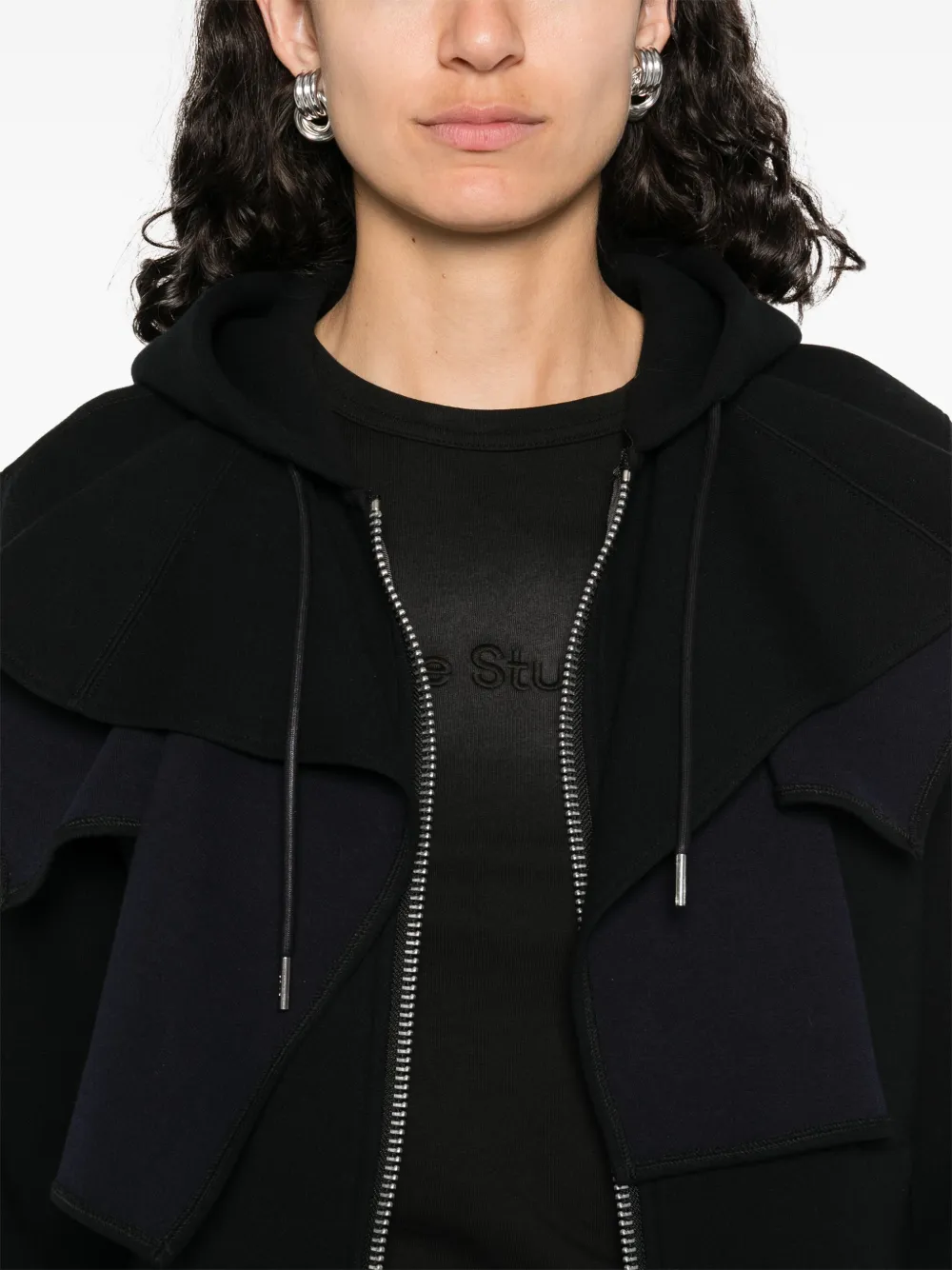 sacai Jersey hoodie Zwart