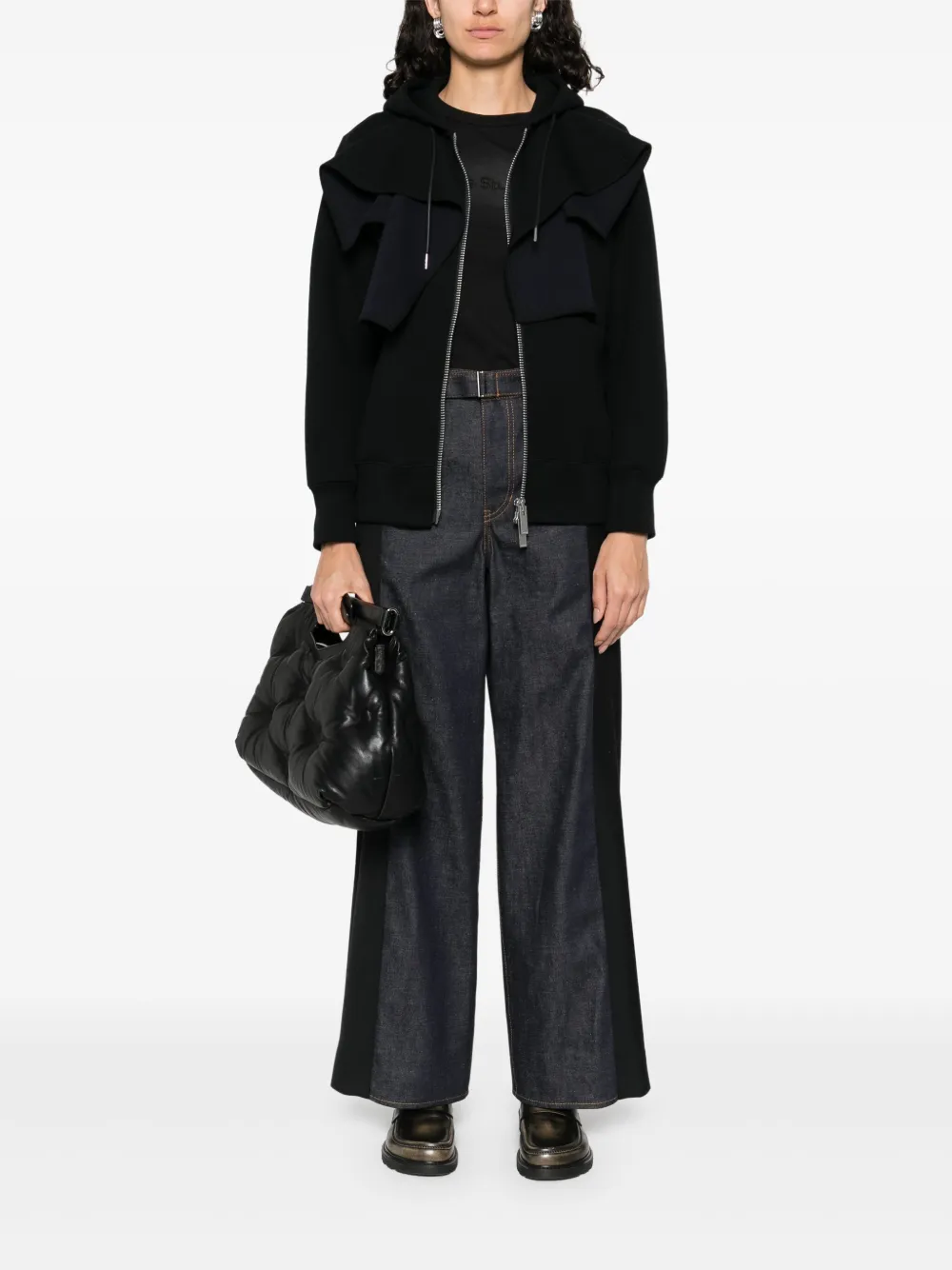 sacai Jersey hoodie Zwart