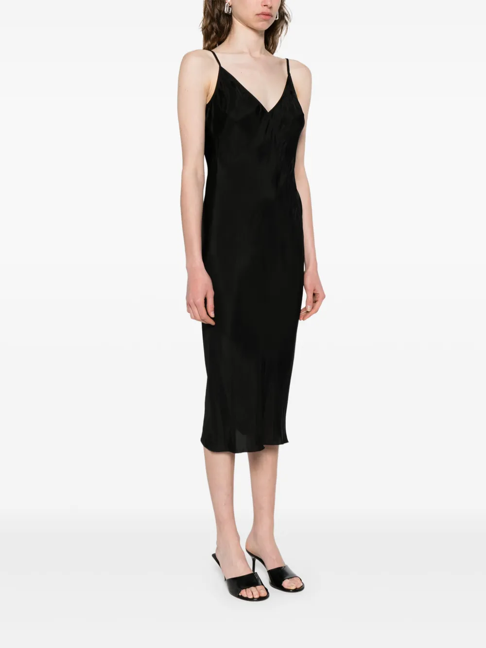 Rick Owens Slip-style midi-jurk Zwart