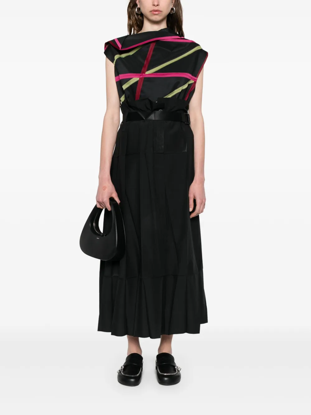 132 5. Issey Miyake Top met jacquard - Zwart