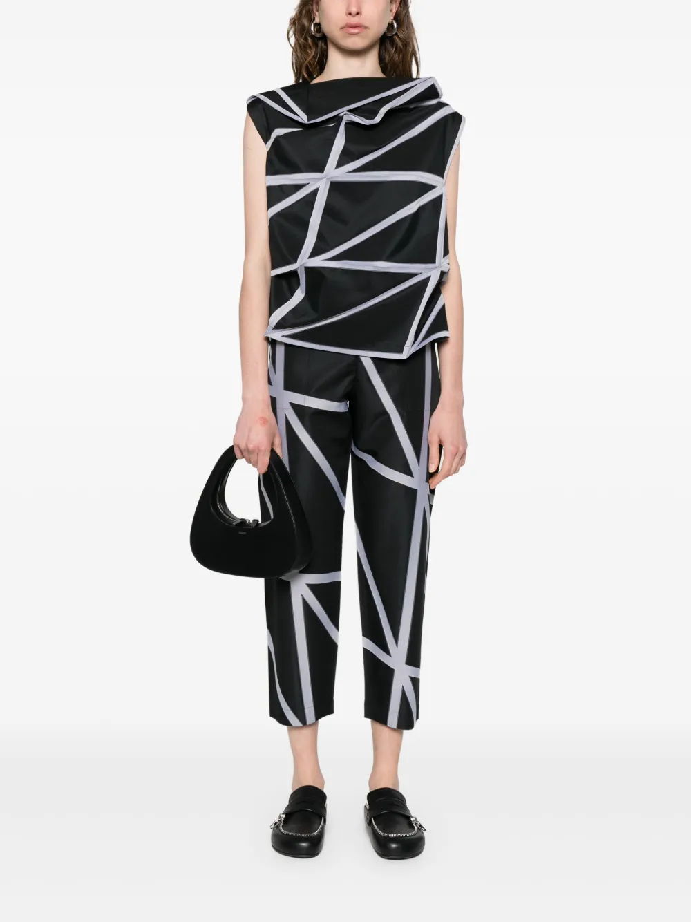 132 5. Issey Miyake NO.5 top met jacquard - Zwart