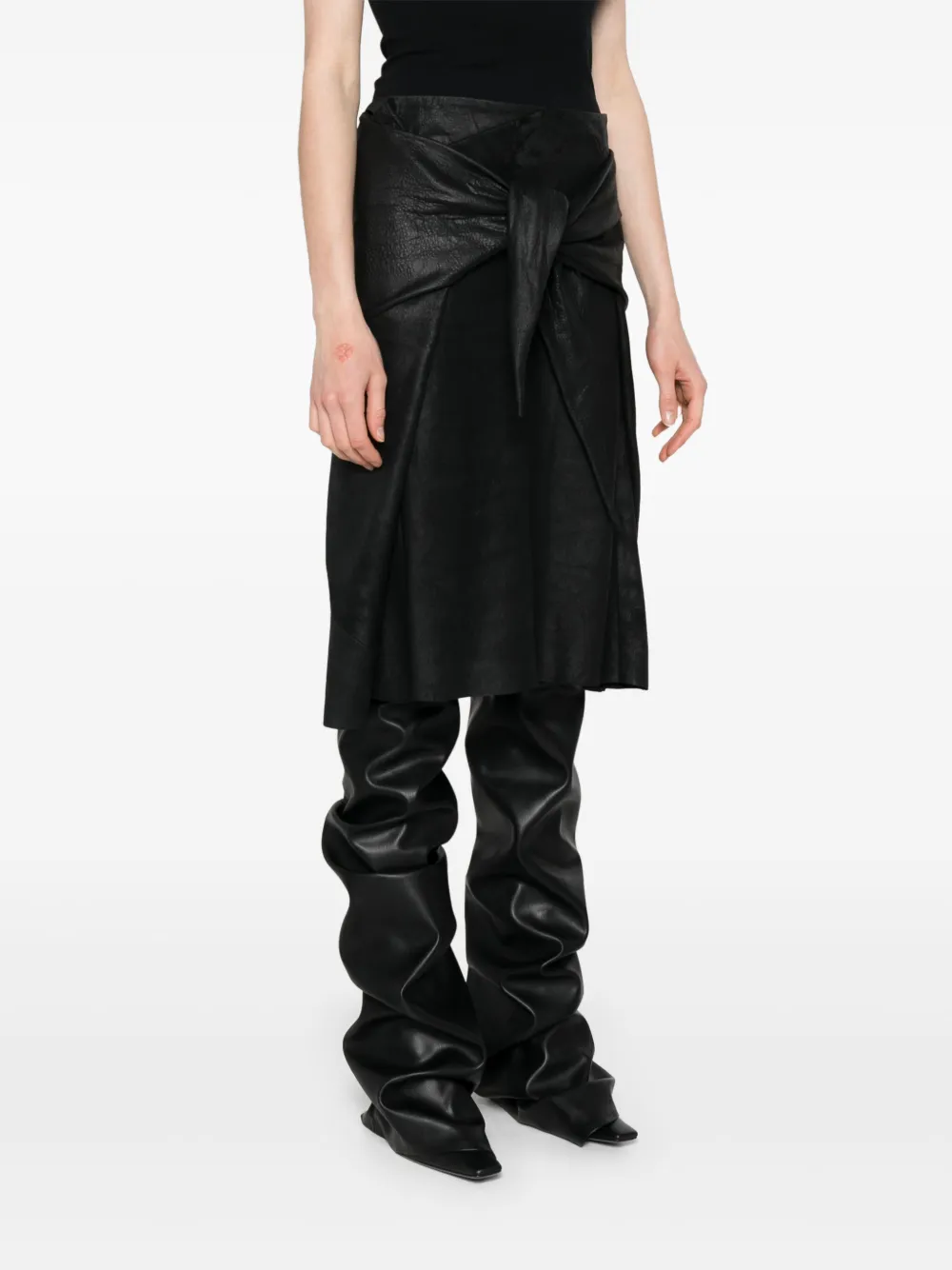 Rick Owens Leren midi-rok Zwart