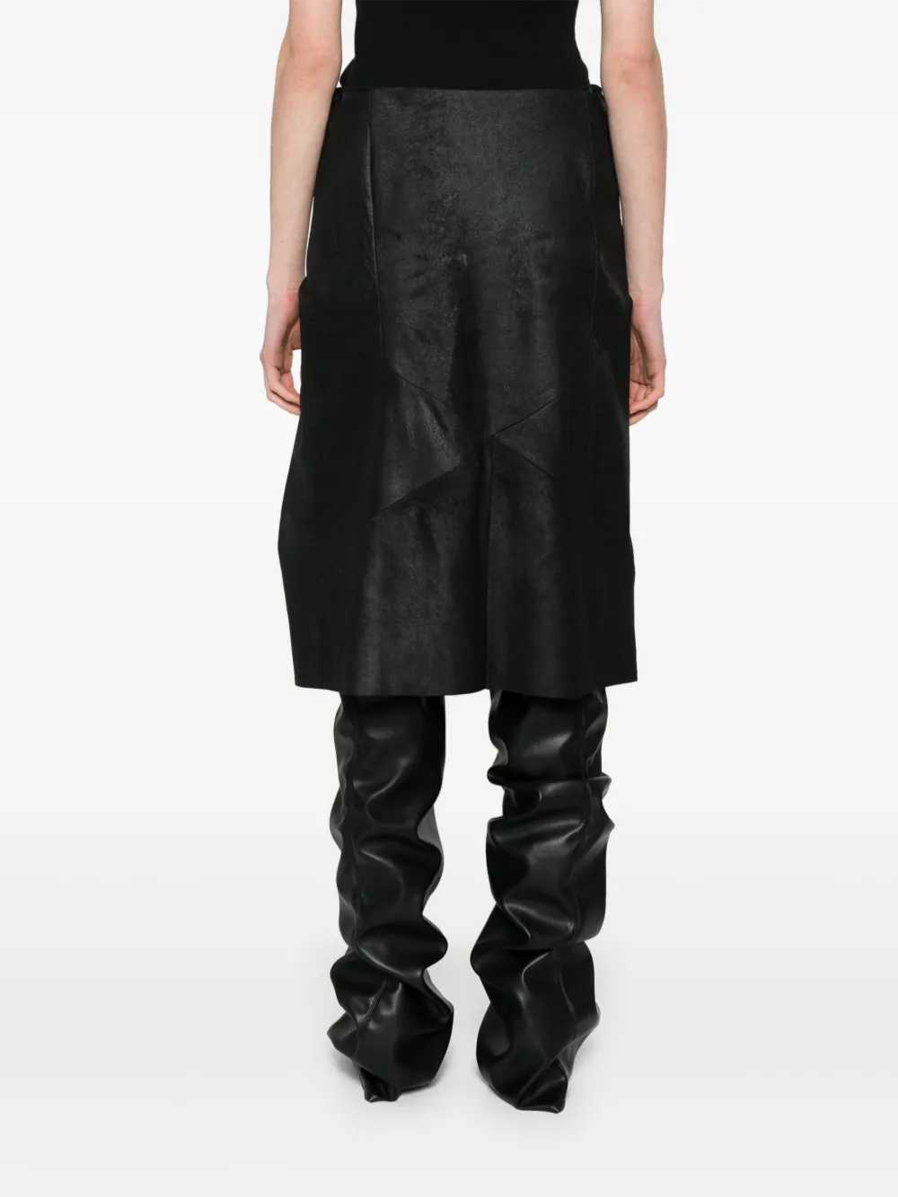 Rick Owens Leren midi-rok Zwart