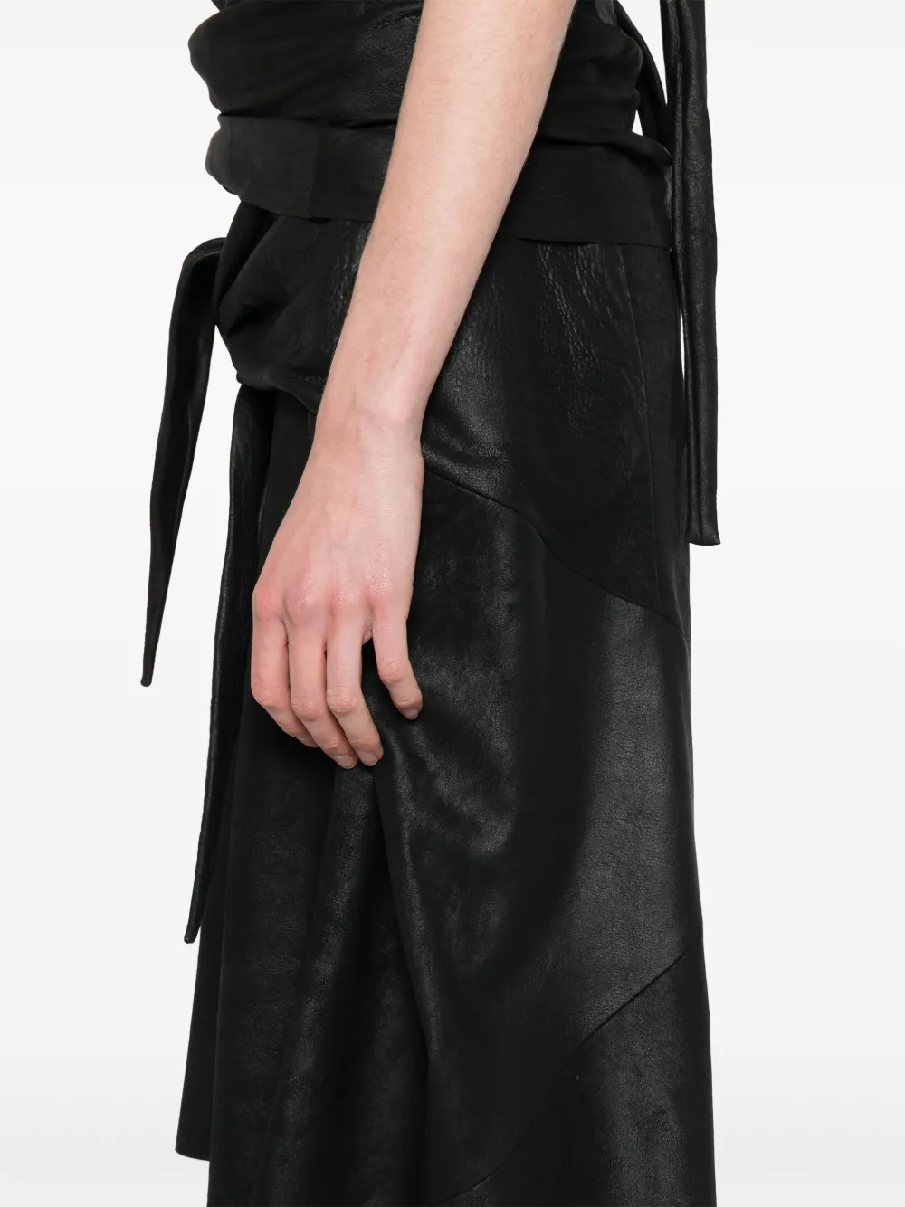 Rick Owens Leren midi-rok Zwart