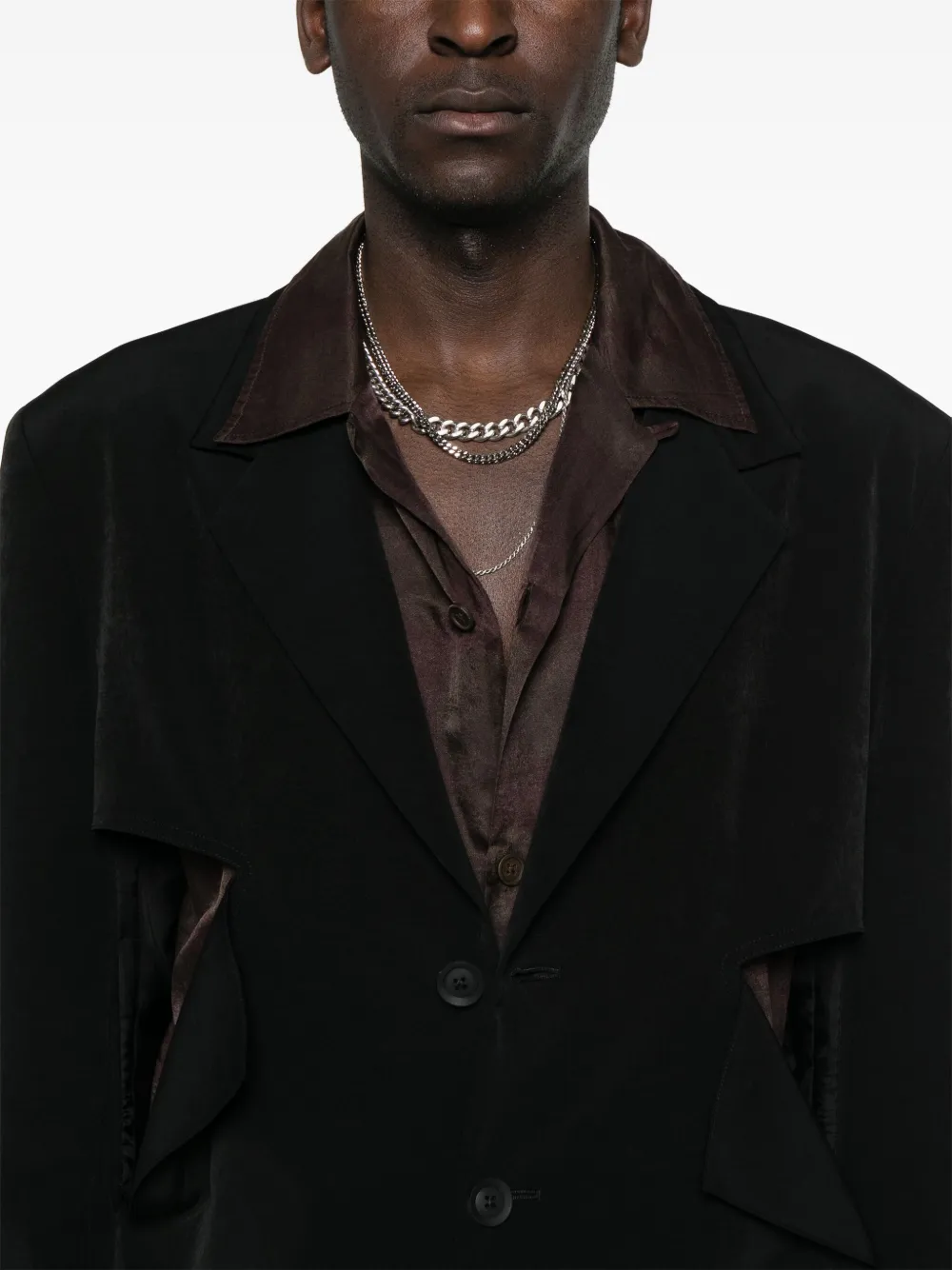 Yohji Yamamoto Blazer met uitgesneden details Zwart