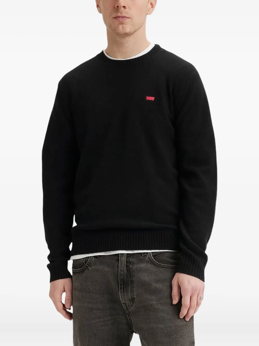  Levi's Logo-patch Crew-neck Sweater - Black 