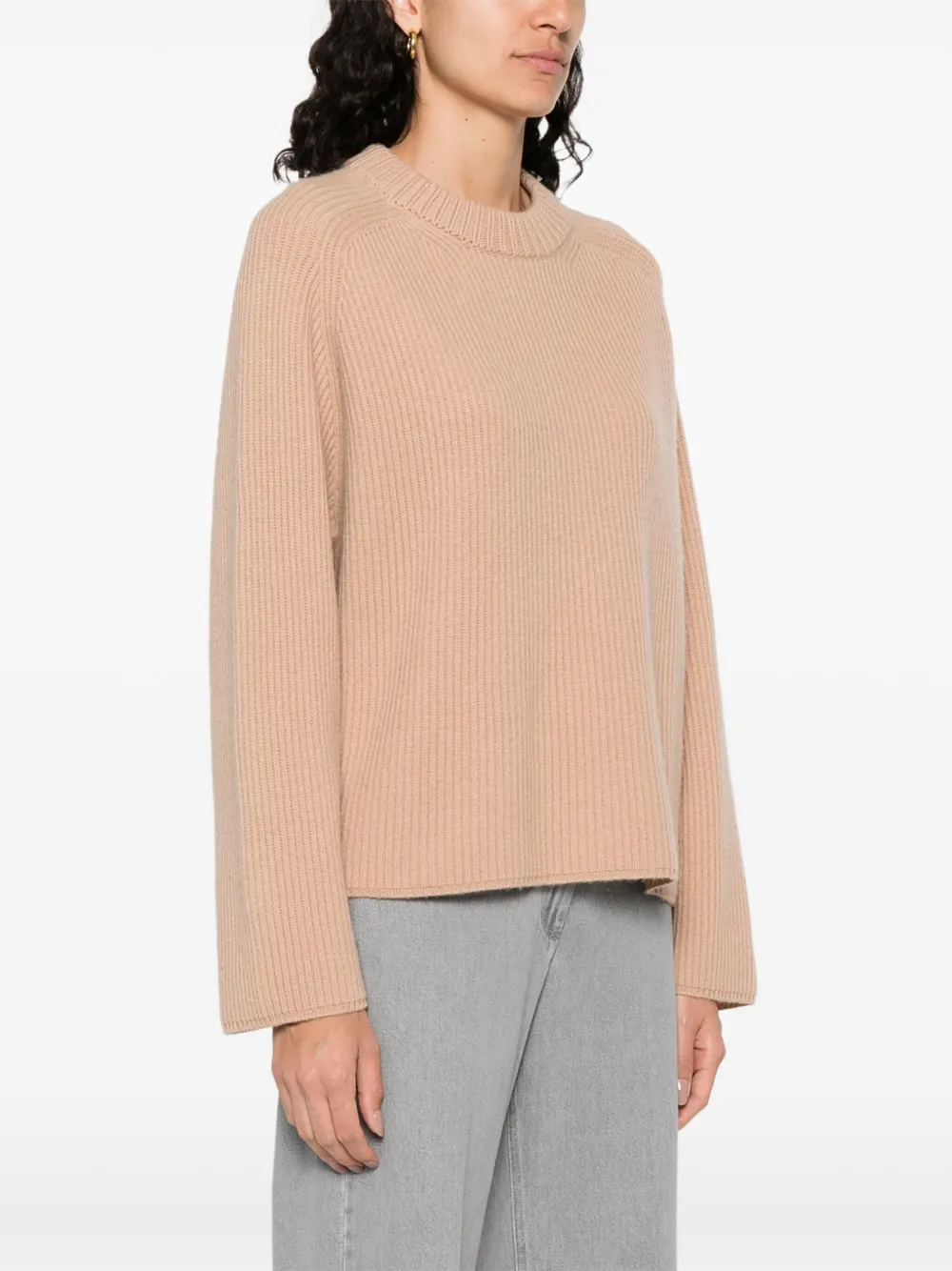Forte Geribbelde trui Beige
