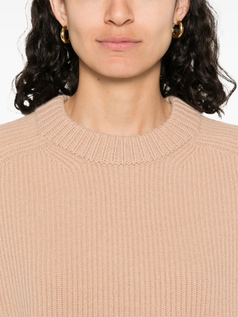 Forte Geribbelde trui Beige